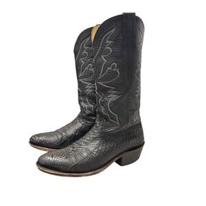 Cavenders Mens Black Exotic Reptile Leather Western Cowboy Boots Size 9D